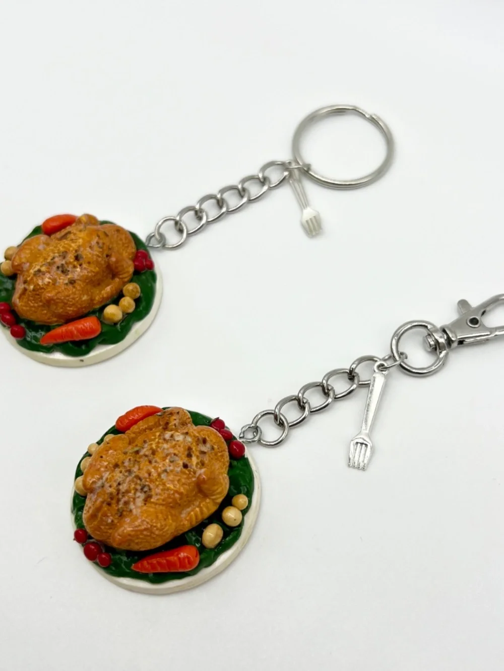 Thanksgiving Turkey Platter Keychain or Bag Clip | Handmade Mini Food Accessory